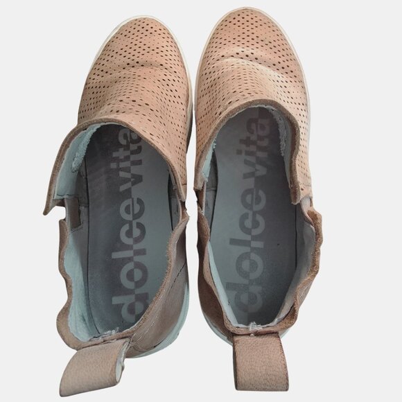Dolce Vita Sneaker Nude Tan Suede Platform Slip On Ankle Bootie Women's Size 8.5 - Picture 5 of 9